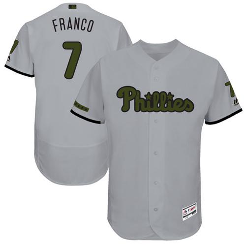 Phillies #7 Maikel Franco Grey Flexbase Authentic Collection Memorial Day Stitched MLB Jersey